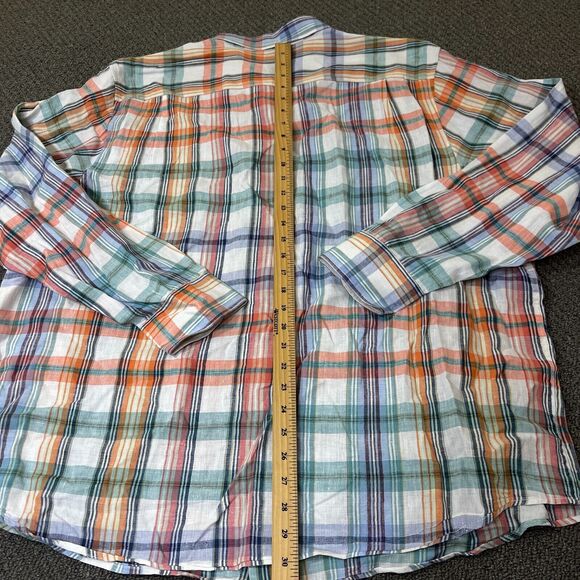 Tommy Bahama Shirt Mens Size XXL 2XL Button Front Long Sleeve Plaid Linen - Picture 7 of 11